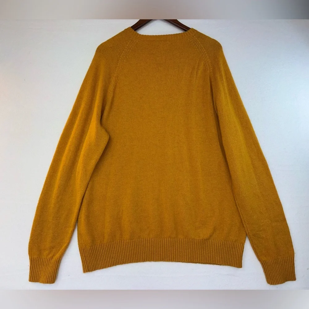 J. CREW Lamb's Wool Sweater Men's Long Sleeve Yellow Mustard Crew Large XL‎
